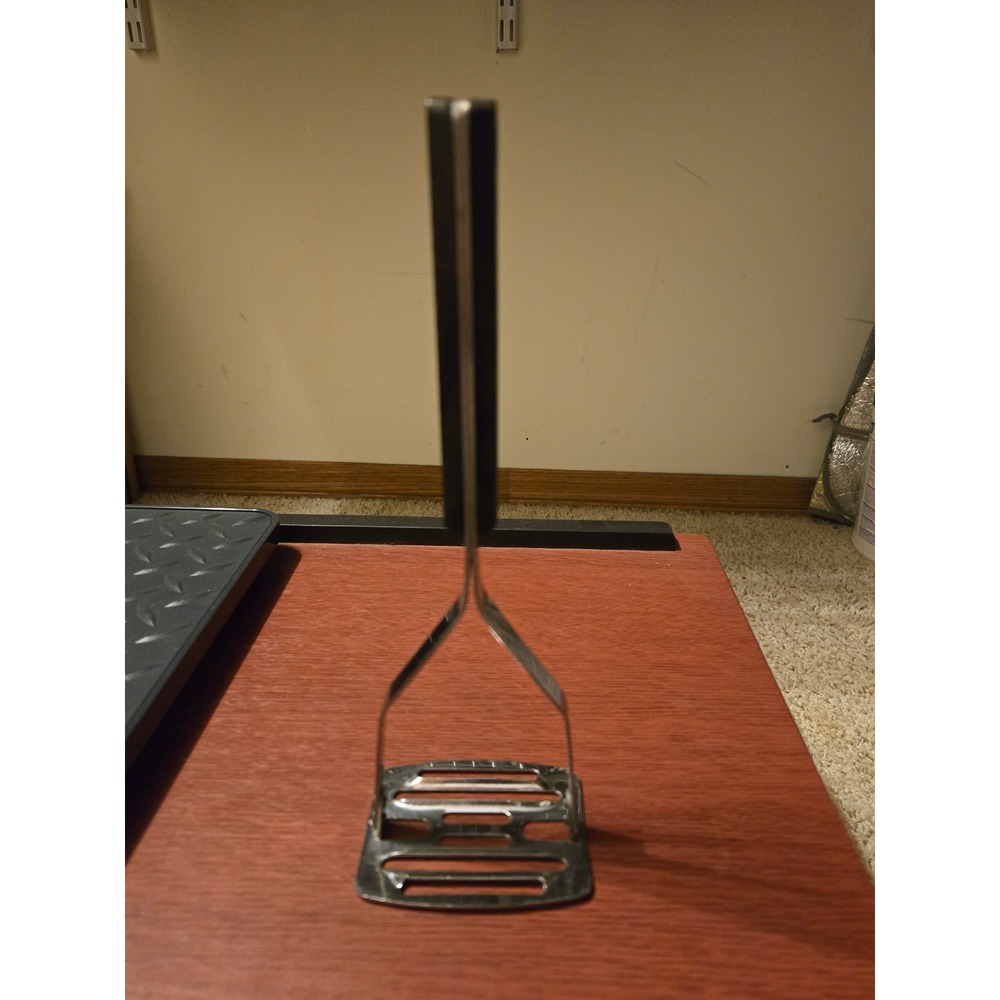 Vintage BI-COR Stainless Steel Potato Masher Black Handle Made in USA